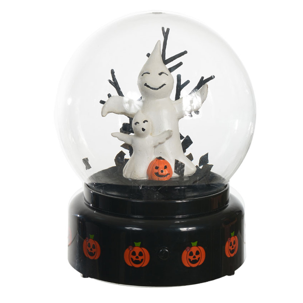 GLOBO ILUMINADO FANTASMAS C/MUSICA (PRETO LARANJA) 18X13X13cm