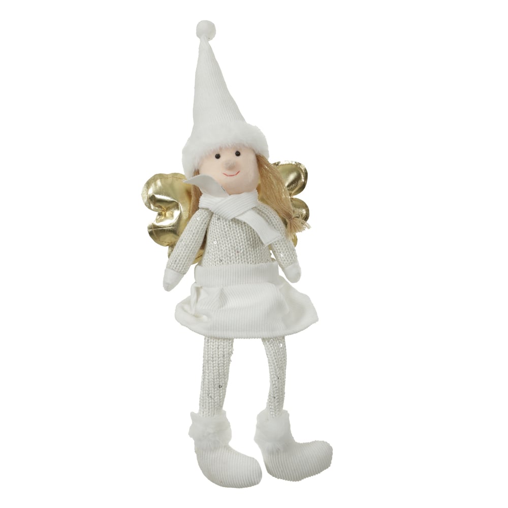 BONECO NATAL FADA (BRANCO DOURADO) 52cm