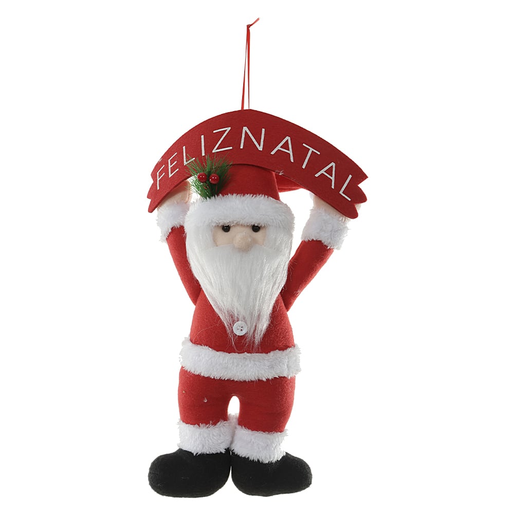 BONECO NATAL PAPAI NOEL PENDURAR (VERMELHO VERDE) 38X26cm
