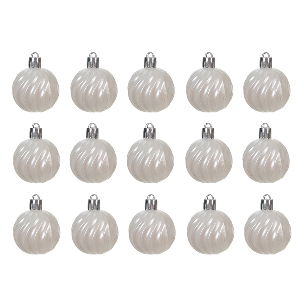 BOLA DECORADA NATAL TUBO C/15 UND (PEROLA) 4cm