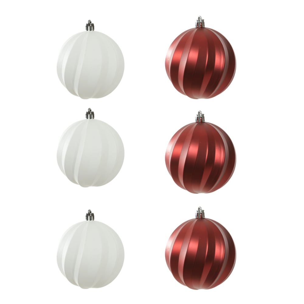 BOLAS DECORADAS C/6 UND (VERMELHO BRANCO) 8D