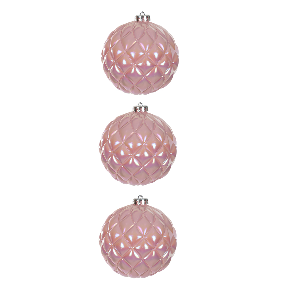 BOLAS DECORADAS C/3 UND (IRIDESCENTE ROSA CLARO) 12D