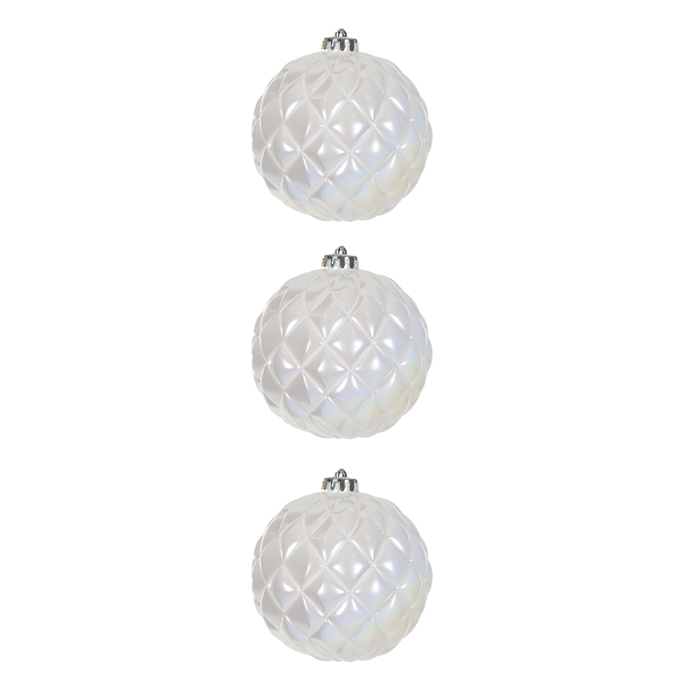 BOLAS DECORADAS C/3 UND (IRIDESCENTE BRANCO) 12D