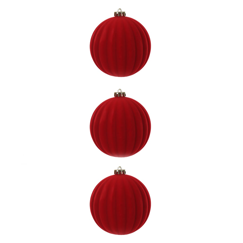 BOLAS DECORADAS AVELUDADA C/3 UND (VERMELHO) 12D