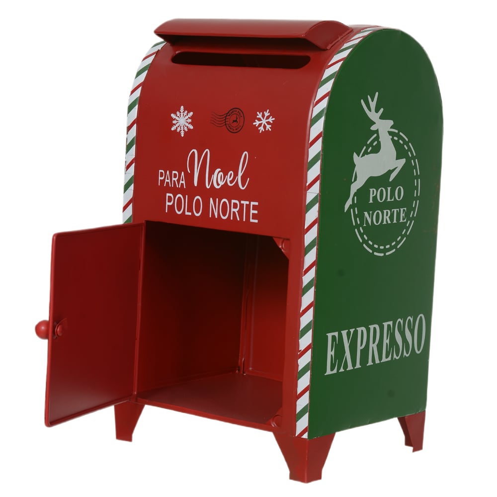 NATAL  CAIXA DE CORREIO METAL 41X22X23,5cm (VERMELHO VERDE)