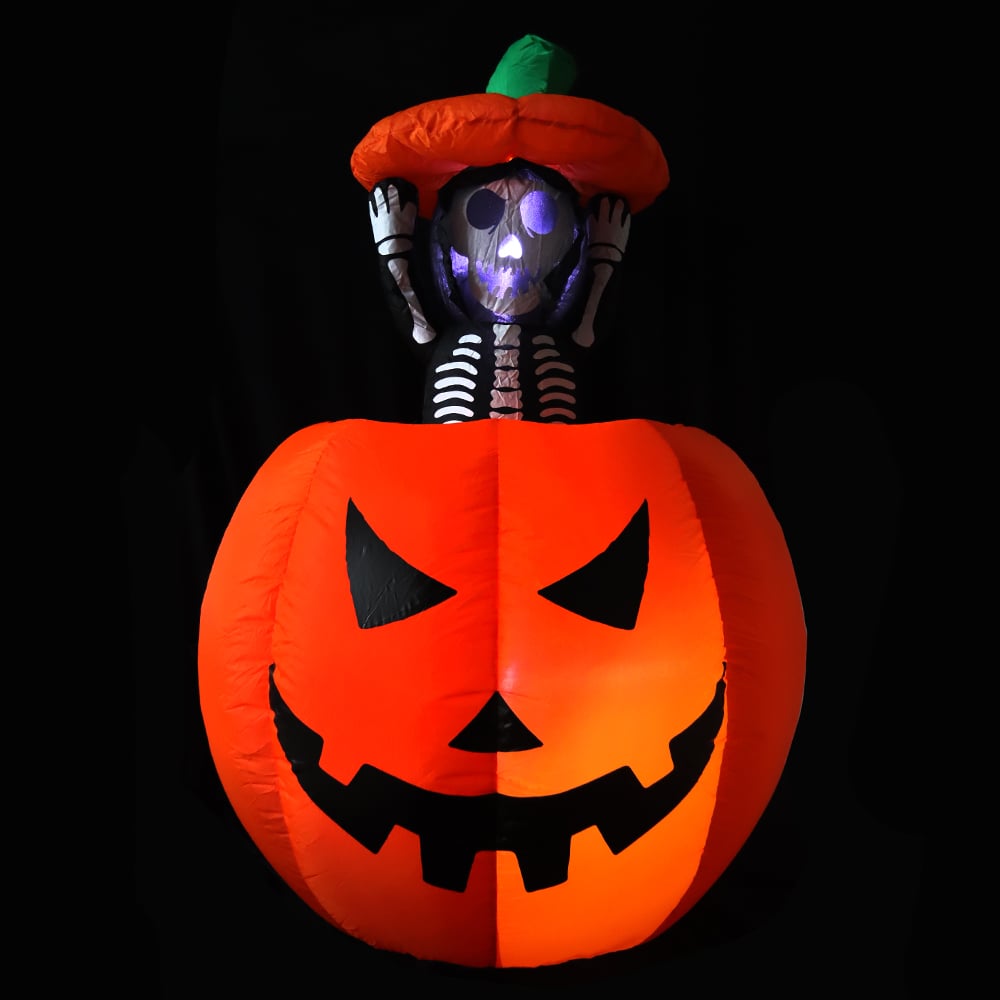 INFLAVEL CAVEIRA ALFVERMELHO HALLOWEEN C/LED BIVOLT (LARANJA) 1,5m