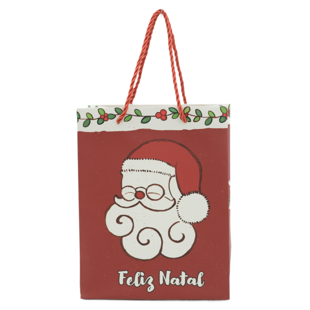 SACOLA DE PAPEL GUACHE (VERMELHO VERDE) 23X10X18cm