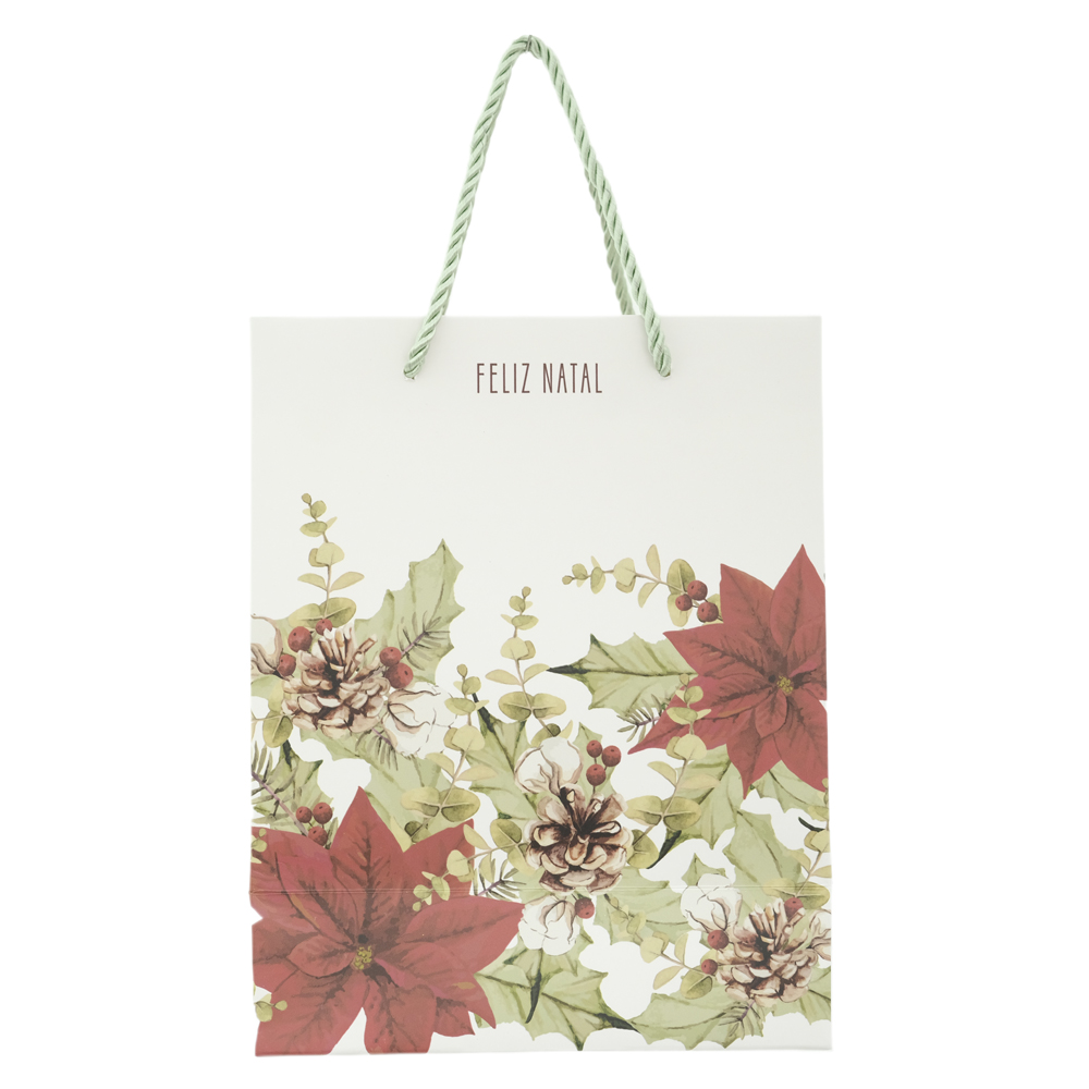 SACOLA DE PAPEL PINHA (VERMELHO VERDE) 23X10X18cm