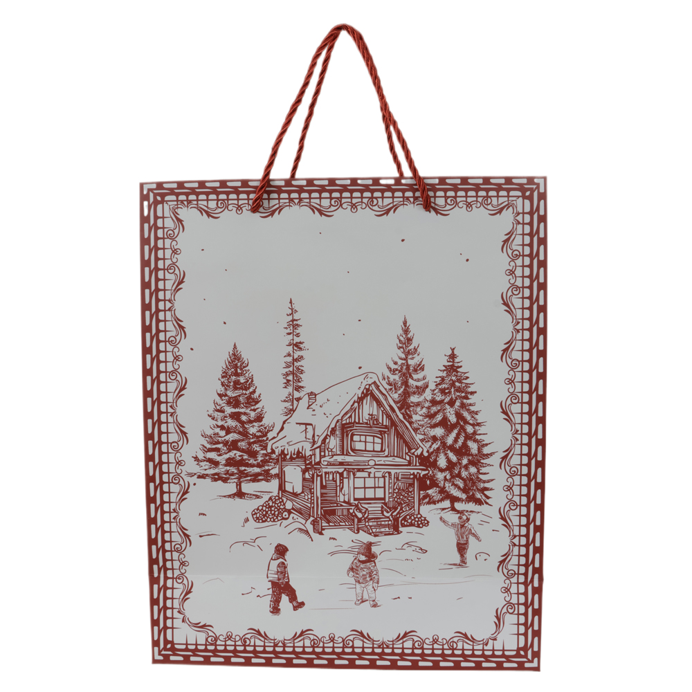 SACOLA DE PAPEL VERMELHO E BRANCO (BRANCO VERMELHO) 32X12X26cm