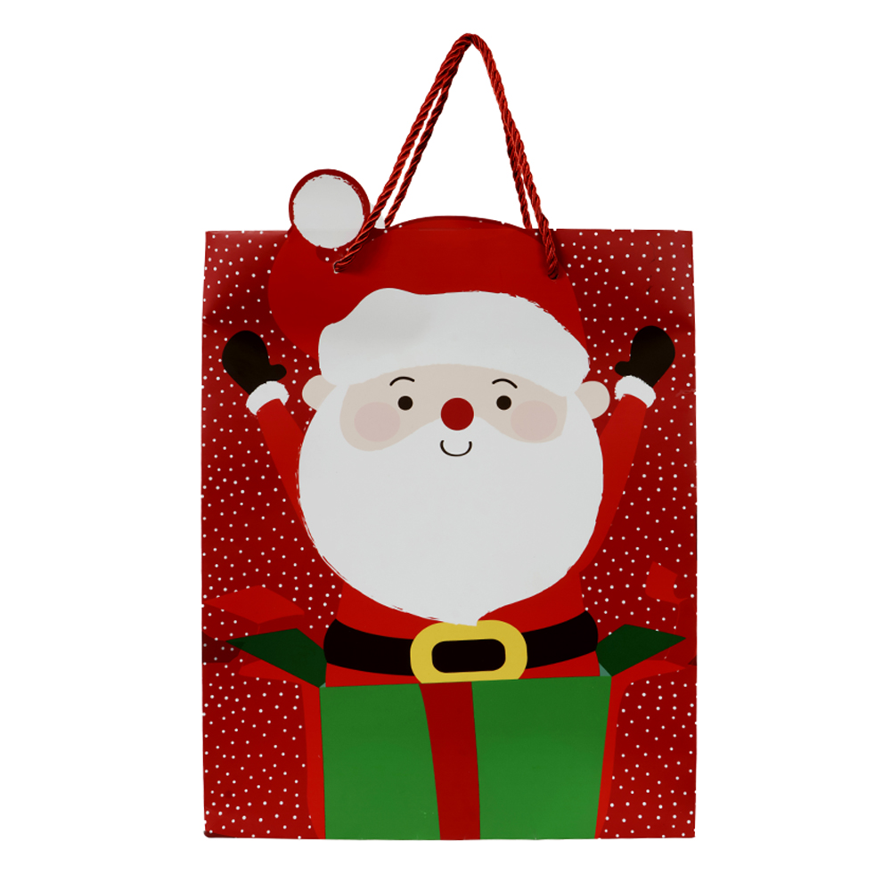 SACOLA DE PAPEL NOEL (VERMELHO VERDE) 32X12X26cm