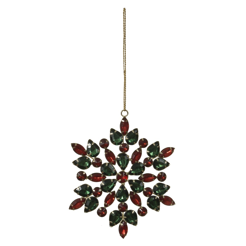 ENFEITE NATAL FLOCO DE NEVE (VERMELHO VERDE) 13cm