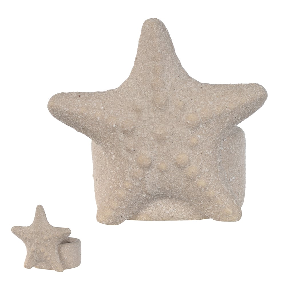 PORTA VELAS DECOR CERAMICA ESTRELA DO MAR (BEGE) 7X8cm