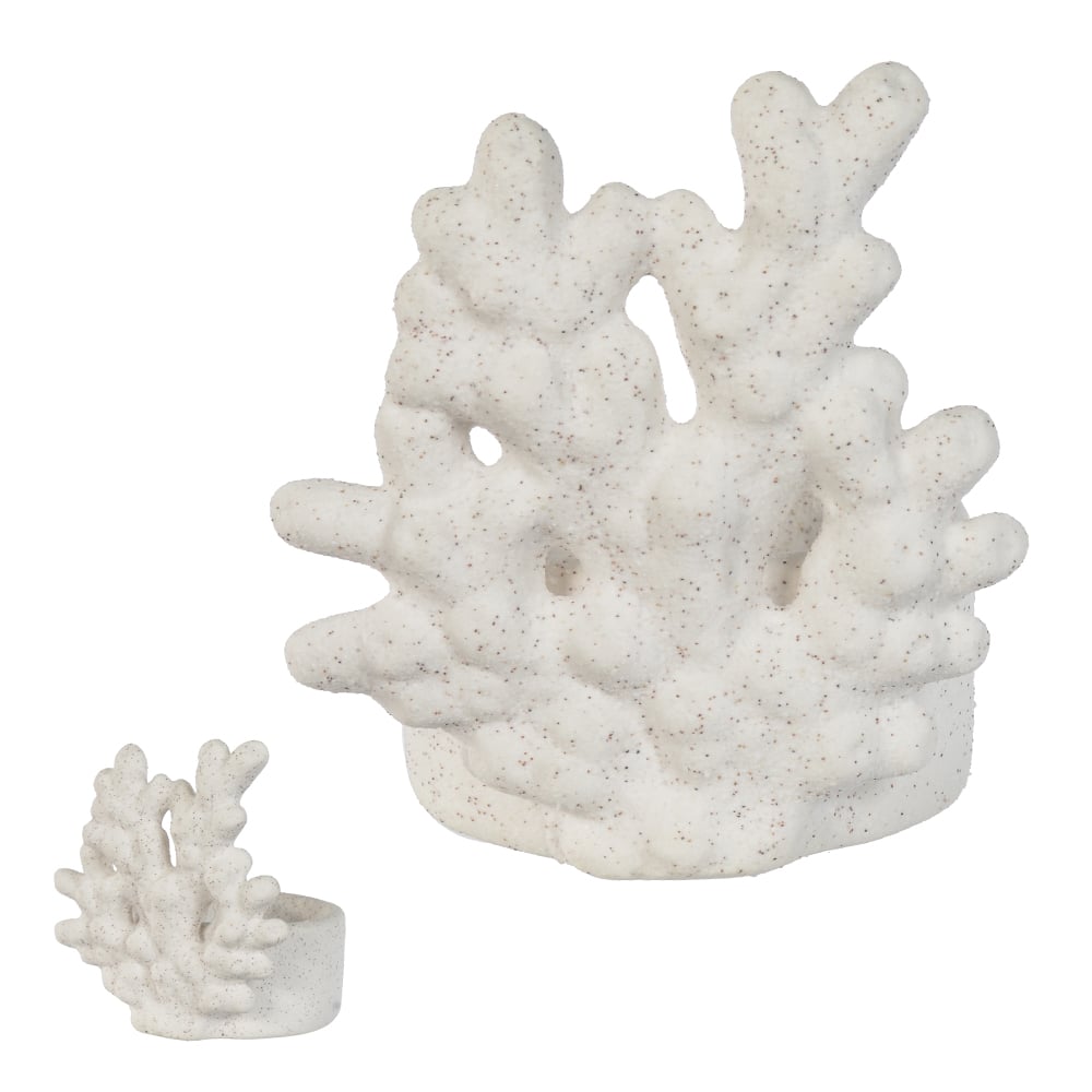 PORTA VELAS DECOR CERAMICA GRAMA MARINHA (BRANCO) 8cm 7d