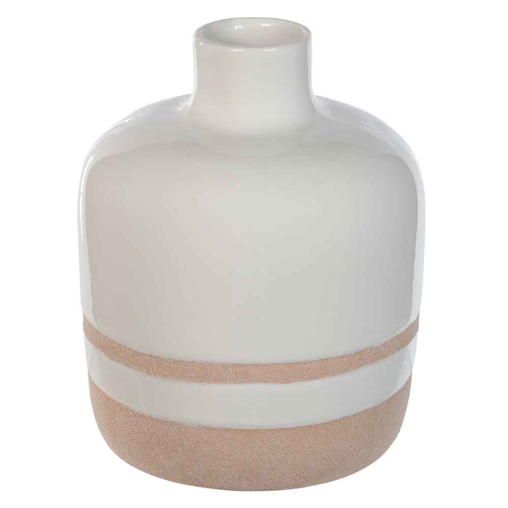 VASO DECORATIVO CERAMICA (BRANCO BEGE) 14cm 11d
