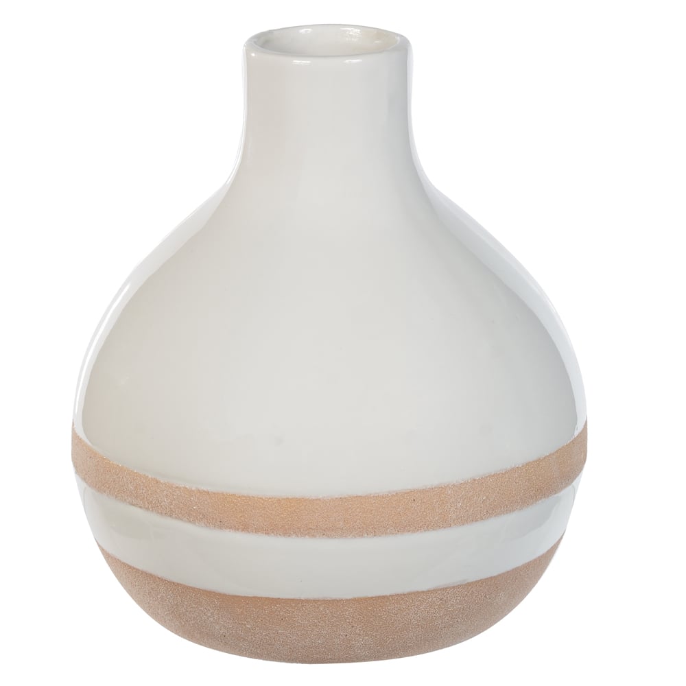 VASO DECORATIVO CERAMICA (BRANCO BEGE) 14cm 12d