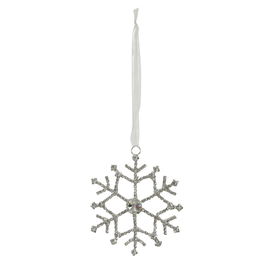 ENFEITE FLOCO DE NEVE NATAL (PRATA) 9cm