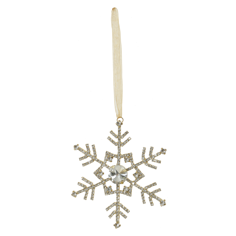 ENFEITE FLOCO DE NEVE NATAL (DOURADO) 10cm