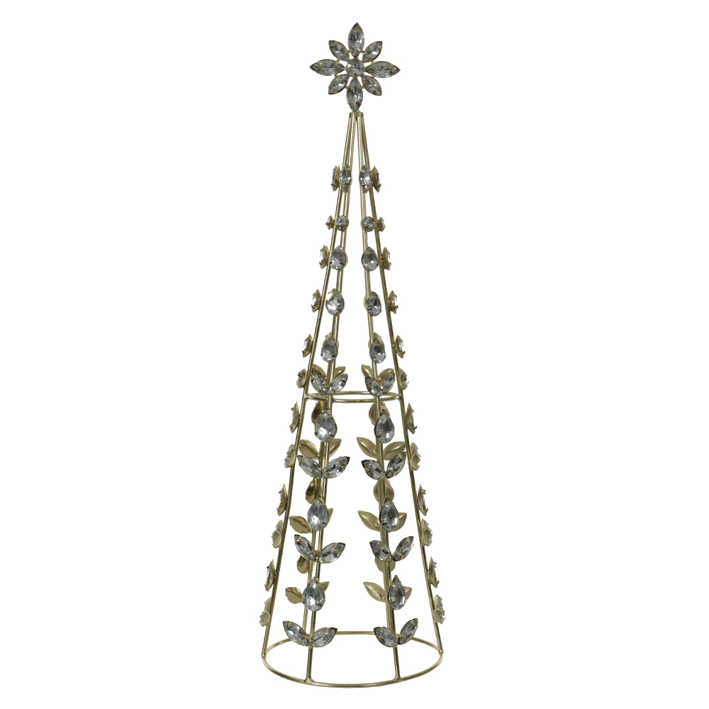 NATAL ARVORE  CONE DECORATIVA 37X10cm (PRATA DOURADO)