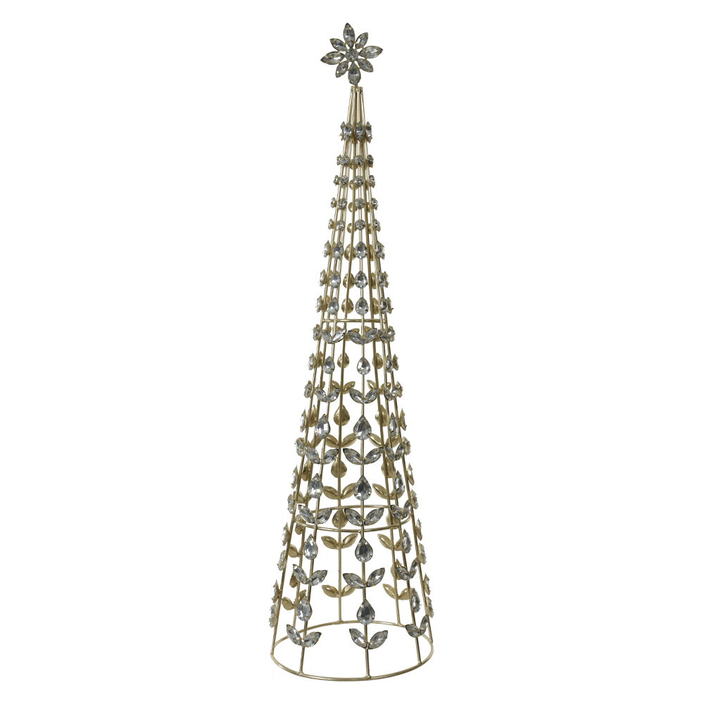 NATAL ARVORE  CONE DECORATIVA 52X14cm (PRATA DOURADO)