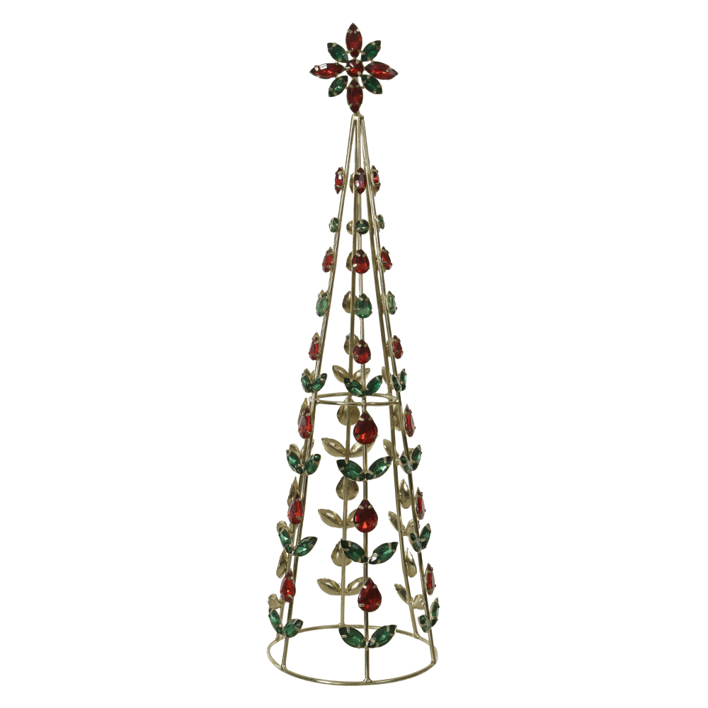 NATAL ARVORE  CONE DECORATIVA 37X10cm (VERMELHO VERDE)