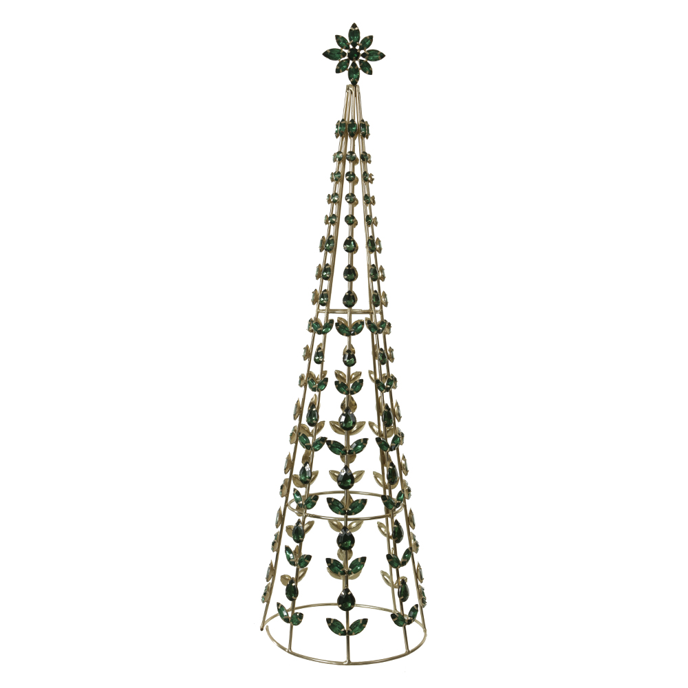 NATAL ARVORE  CONE DECORATIVA 52X14cm (DOURADO VERDE)