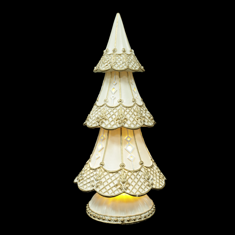 RESINA NATAL ARVORE C/LED (DOURADO CHAMPANHE) 23,5X11cm