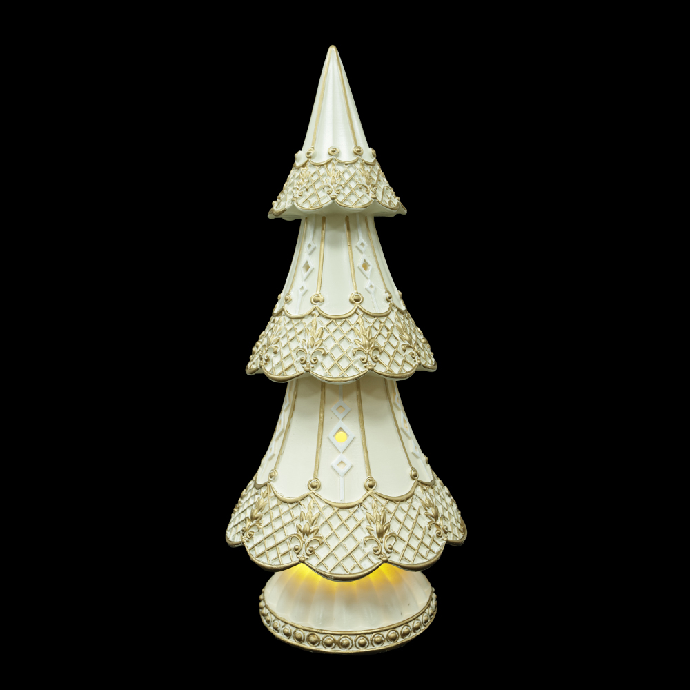 RESINA NATAL ARVORE C/LED (DOURADO CHAMPANHE) 30,5X13cm