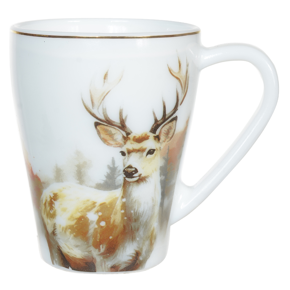 CANECA VIDRO OPALINO CERVO 350ML (BEGE BRANCO) 11,5X8,5cm