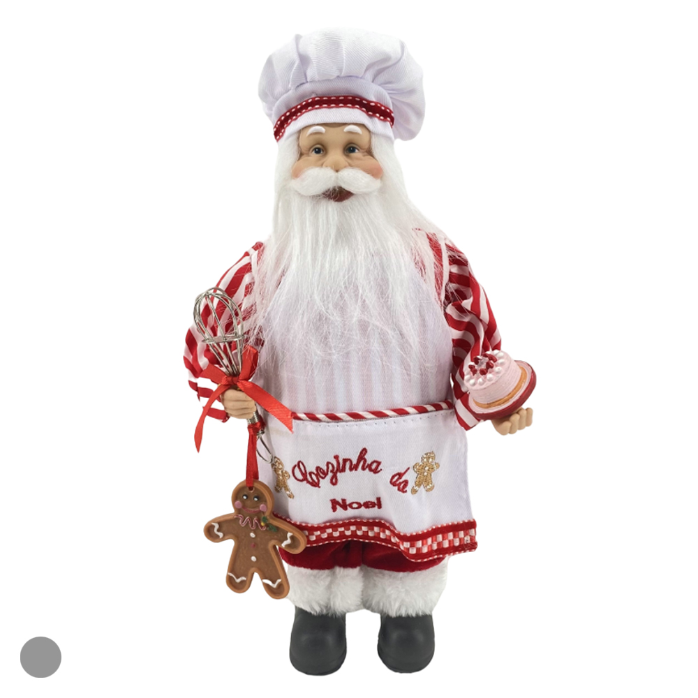 PAPAI NOEL NATAL COZINHEIRO (VERMELHO BRANCO) 30cm