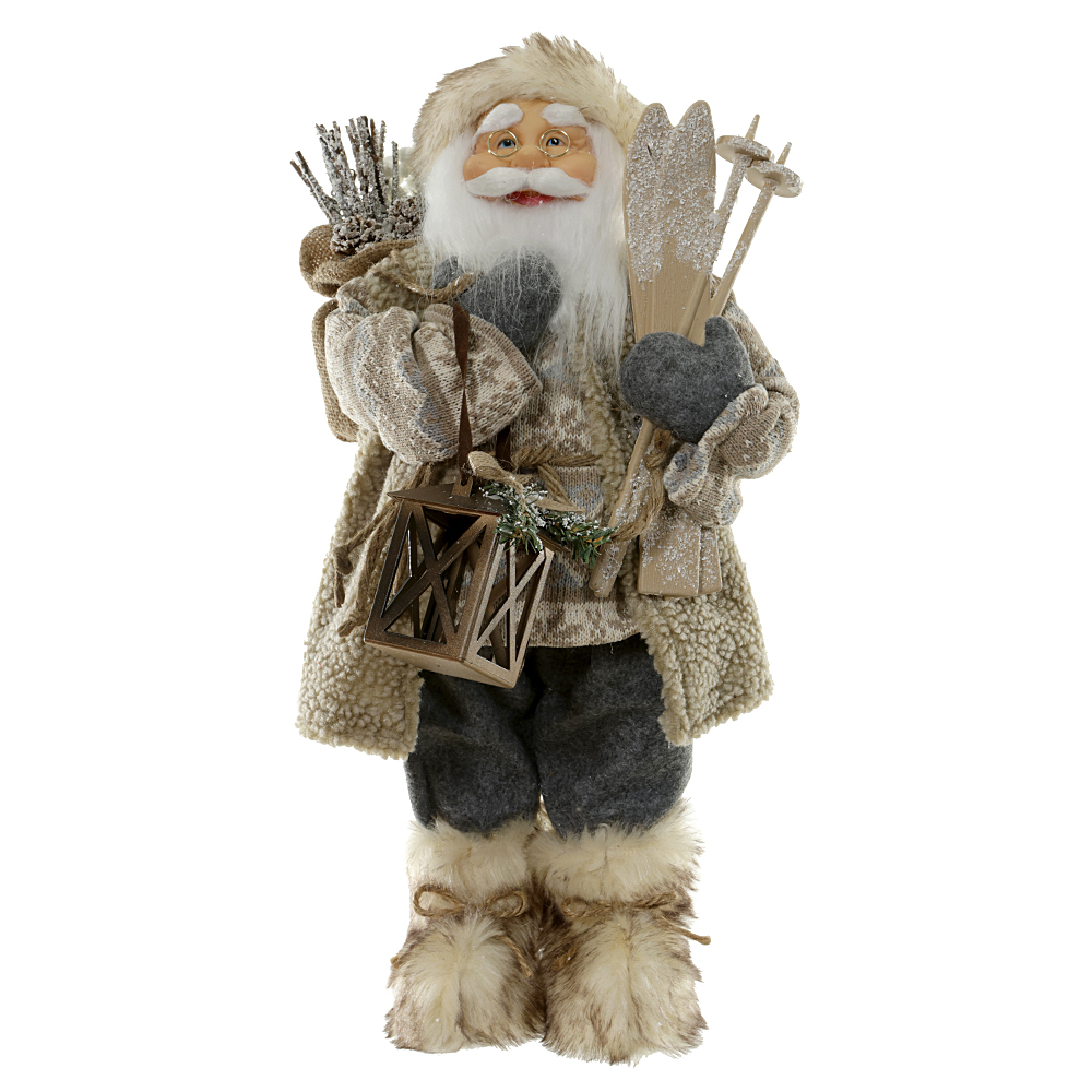 PAPAI NOEL NATAL EM PE (BEGE CINZA) 45cm