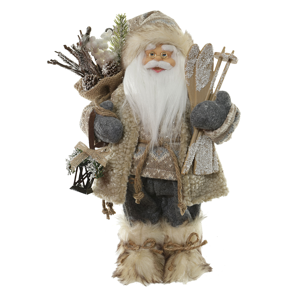 PAPAI NOEL NATAL EM PE (BEGE CINZA) 30cm