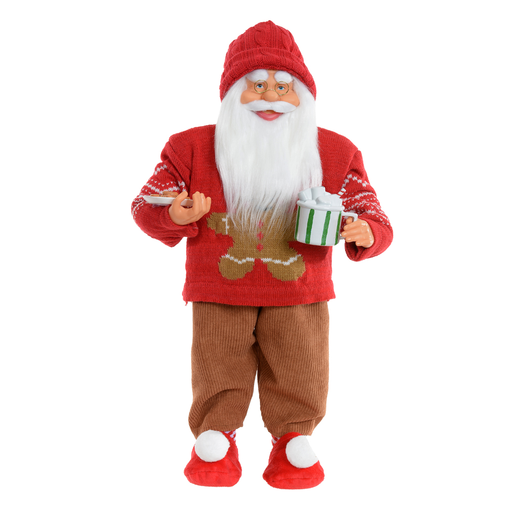 PAPAI NOEL NATAL GINGERBREAD EM PE. (VERMELHO BEGE) 60cm