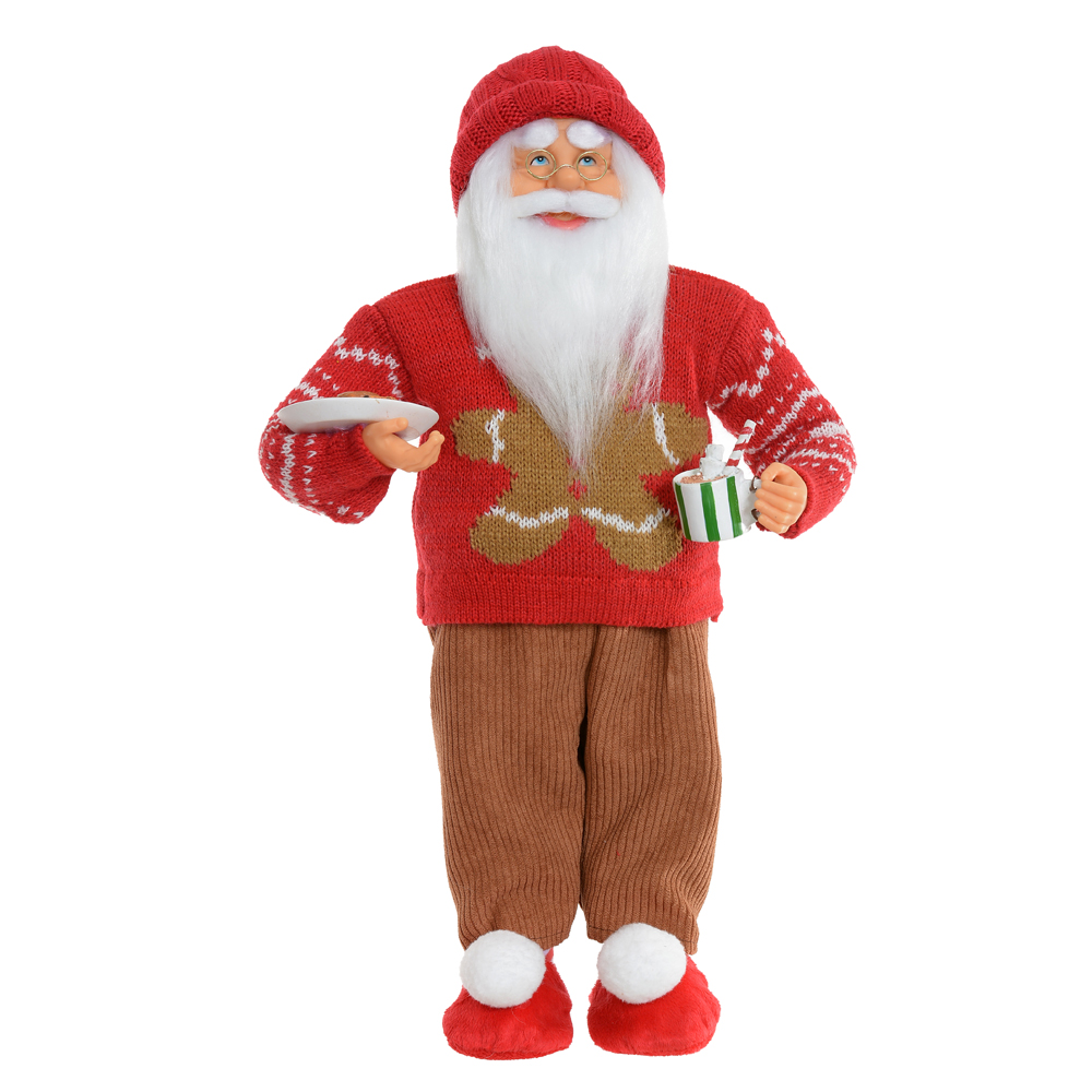 PAPAI NOEL NATAL GINGERBREAD EM PE. (VERMELHO BEGE) 45cm