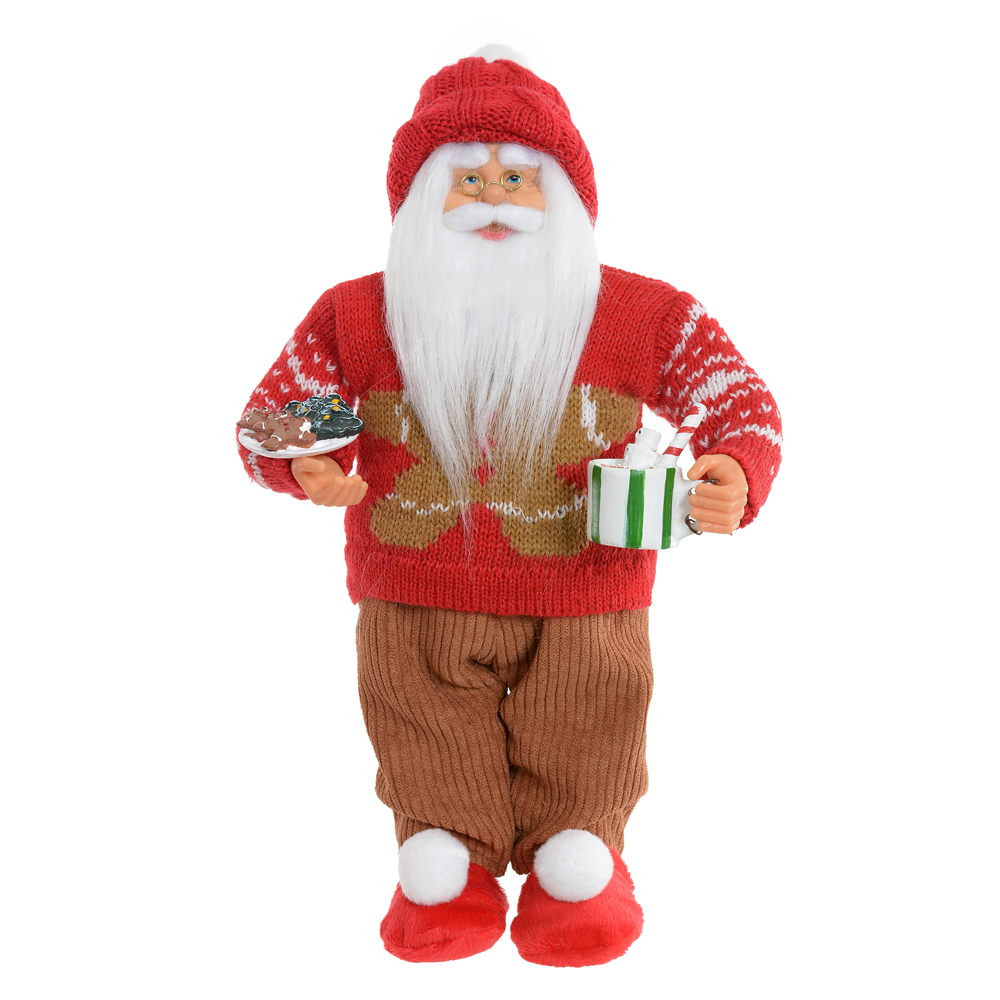 PAPAI NOEL NATAL GINGERBREAD EM PE. (VERMELHO BEGE) 30cm