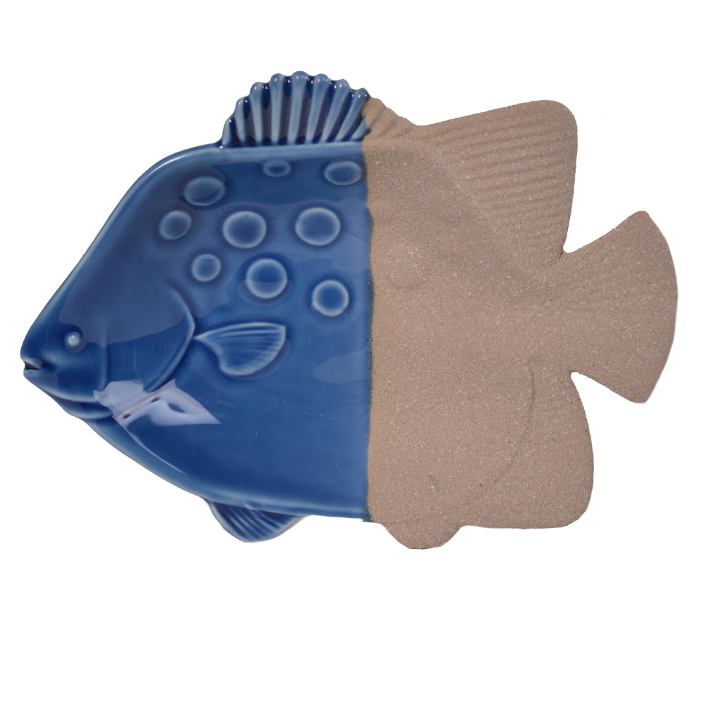 PEIXE DECORATIVO PAREDE (BEGE AZUL) 3,5X15X20cm