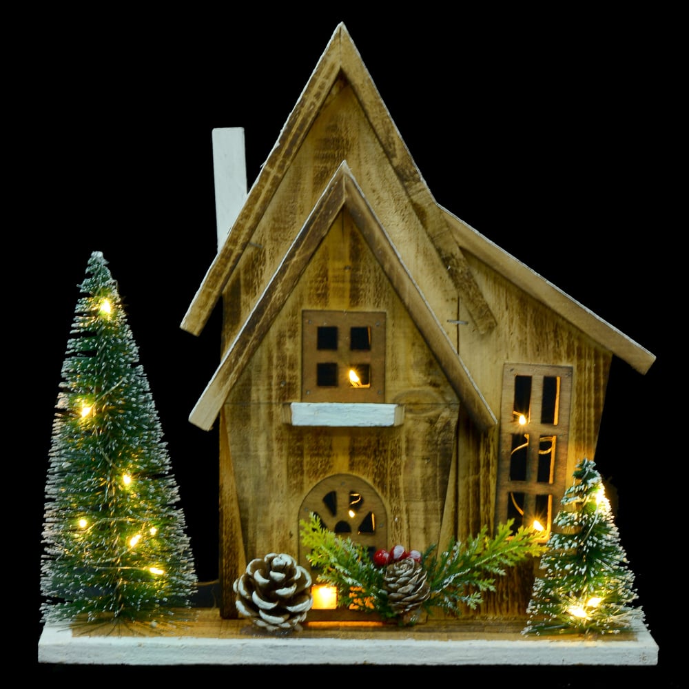 CASA DECORATIVA  C/LED 31X15cm (BEGE BRANCO)