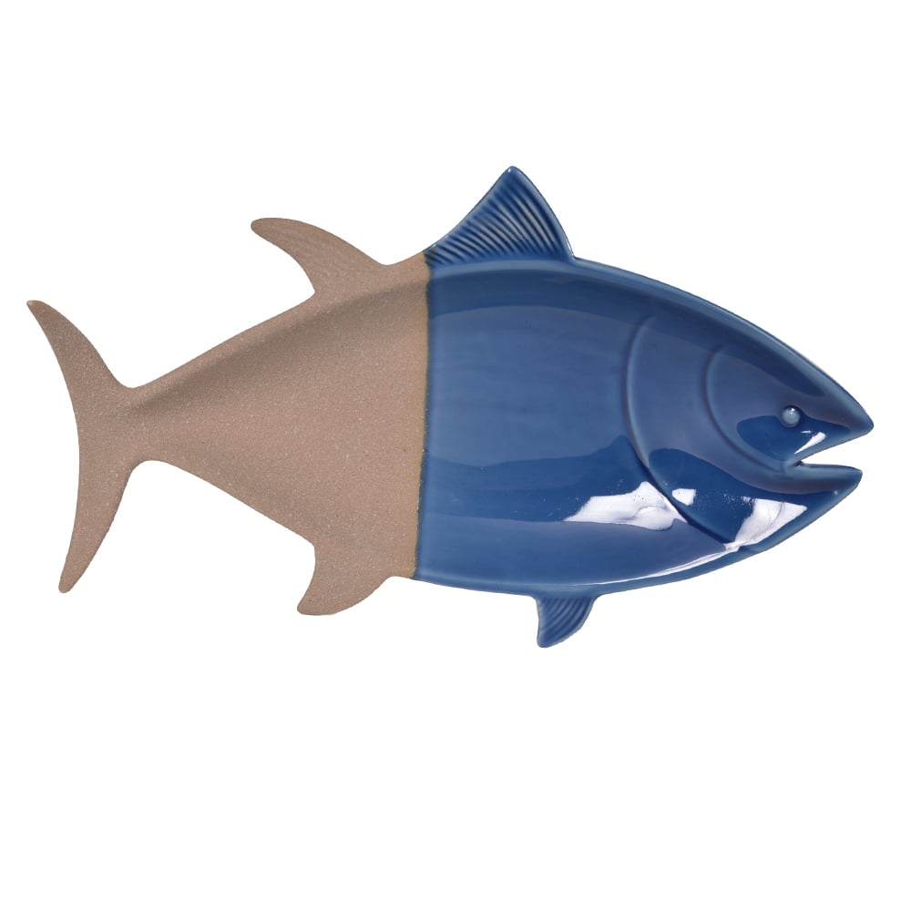 PEIXE  DECORATIVO PAREDE 4,5X17X28cm (BEGE AZUL)