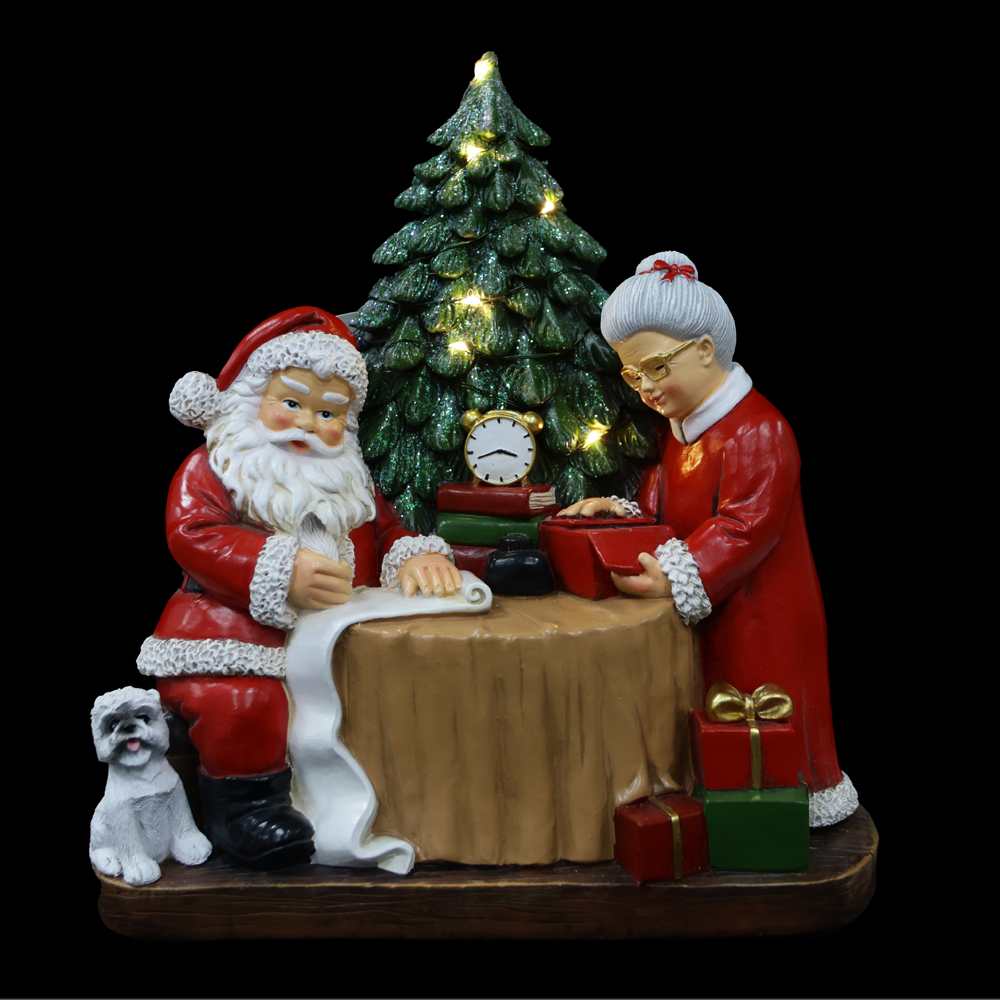 RESINA NATAL NOITE DE PRESENTES C/LED (VERMELHO) 24X22,5cm