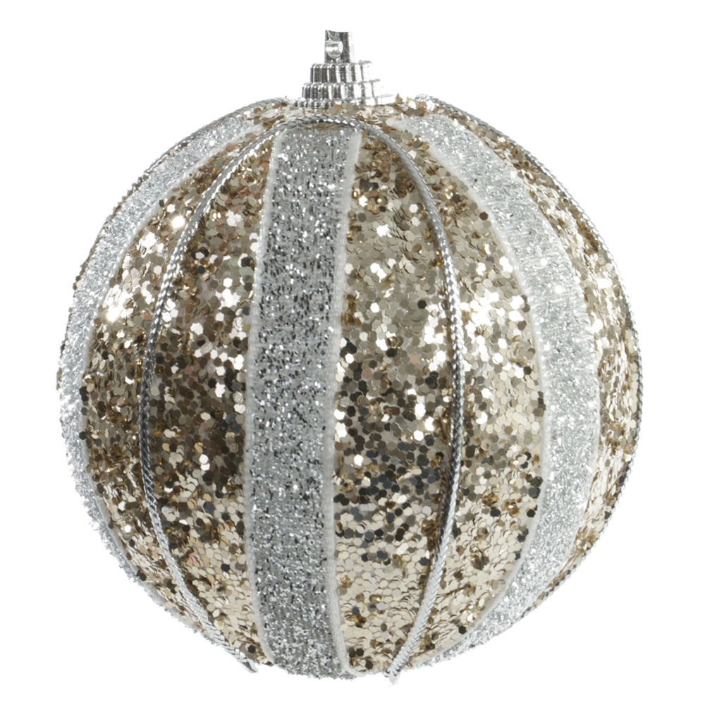 BOLA DECORADA NATAL C/3 UND PVC (DOURADO) 8cm