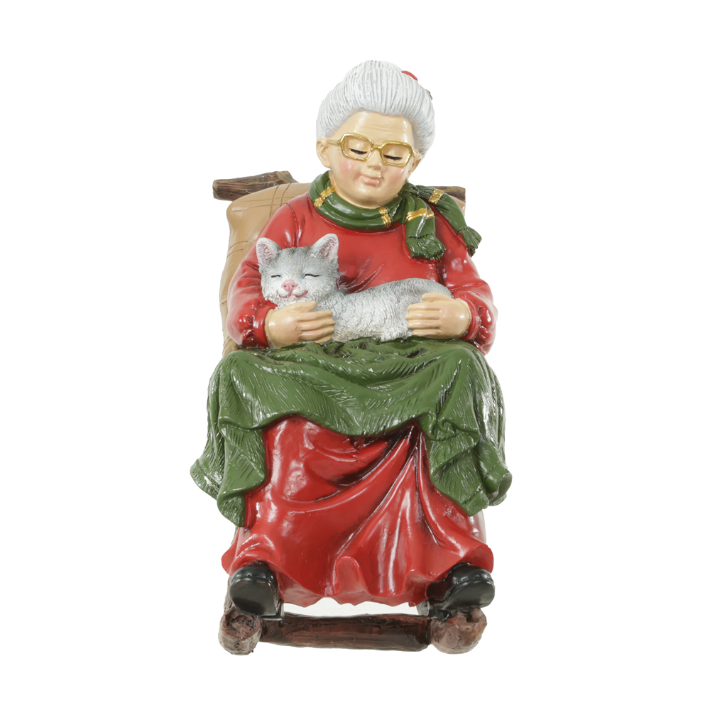 RESINA NATAL MAMAE NOEL (VERMELHO VERDE) 16,5X14cm