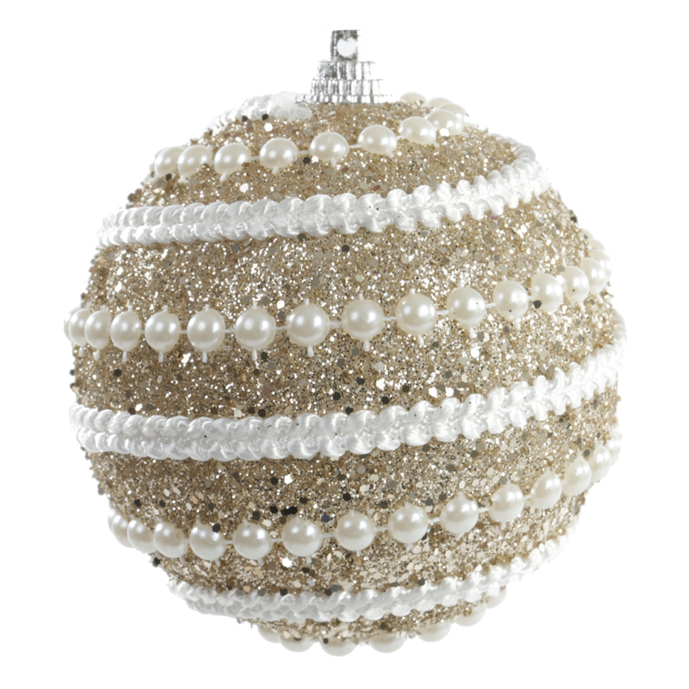 BOLA DECORADA NATAL C/3 UND PVC (DOURADO) 8cm