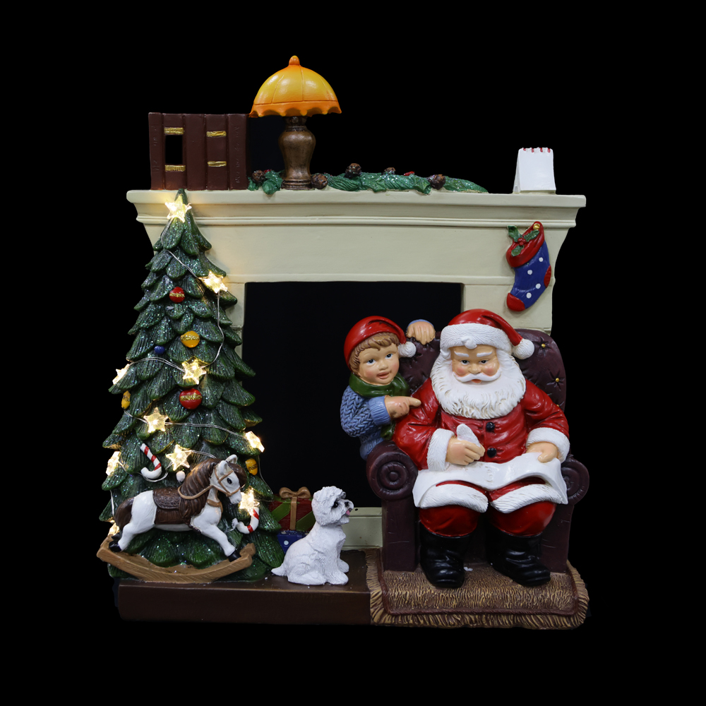 RESINA NATAL SALA DO NOEL C/LED (VERMELHO VERDE) 30,5X27cm