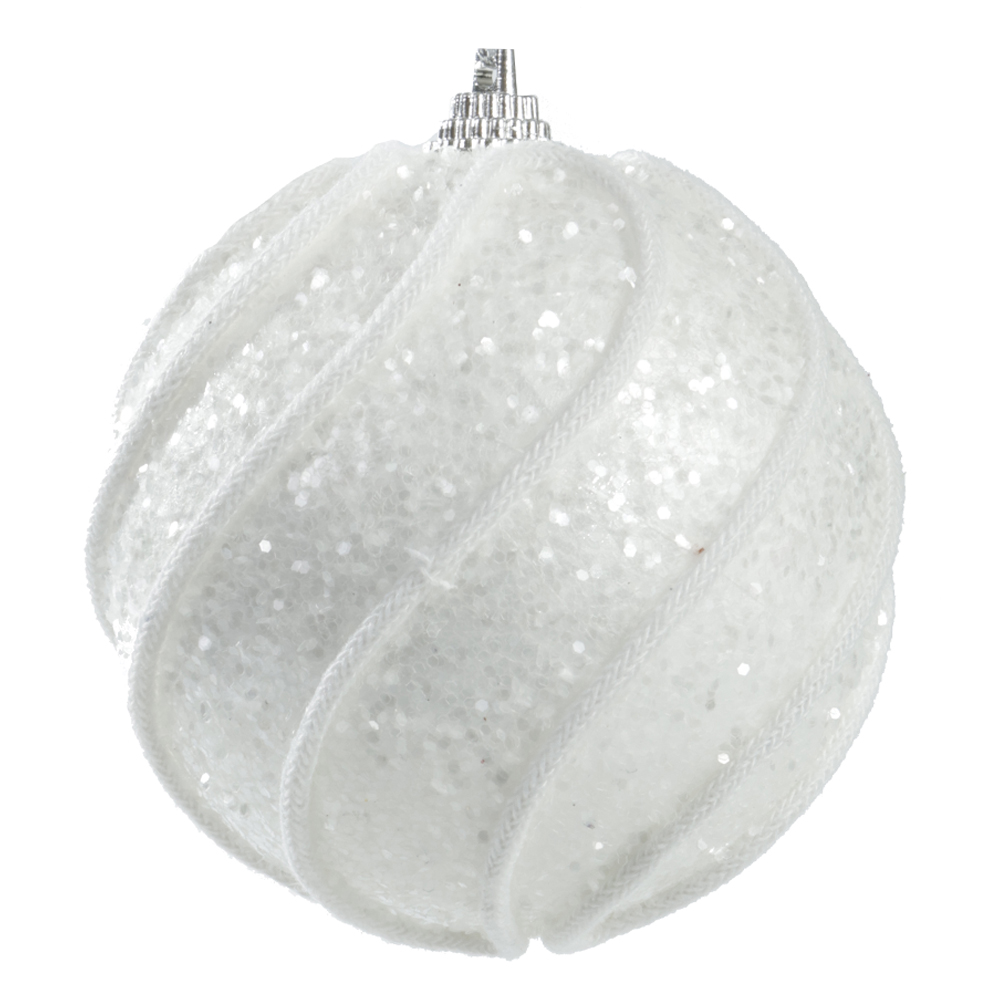 BOLA DECORADA NATAL C/3 UND PVC (BRANCO) 8cm