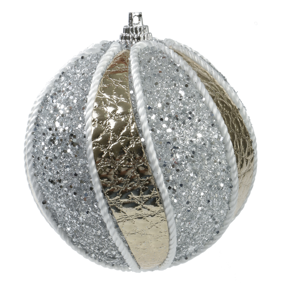 BOLA DECORADA NATAL C/3 UND PVC (PRATA) 8cm