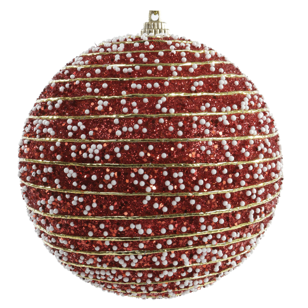 BOLA DECORADA NATAL C/2 UND PVC (VERMELHO) 10cm