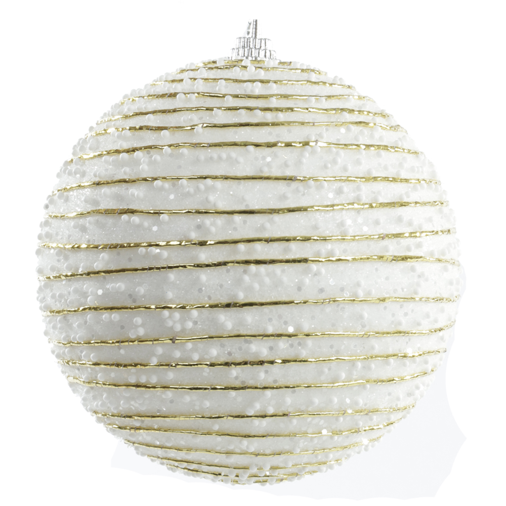 BOLA DECORADA NATAL C/2 UND PVC (BRANCO) 10cm