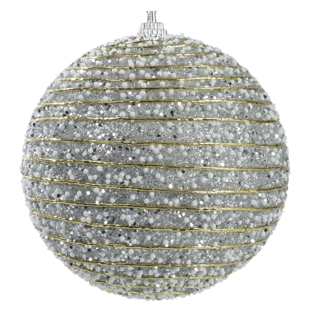 BOLA DECORADA NATAL C/2 UND PVC (PRATA) 10cm