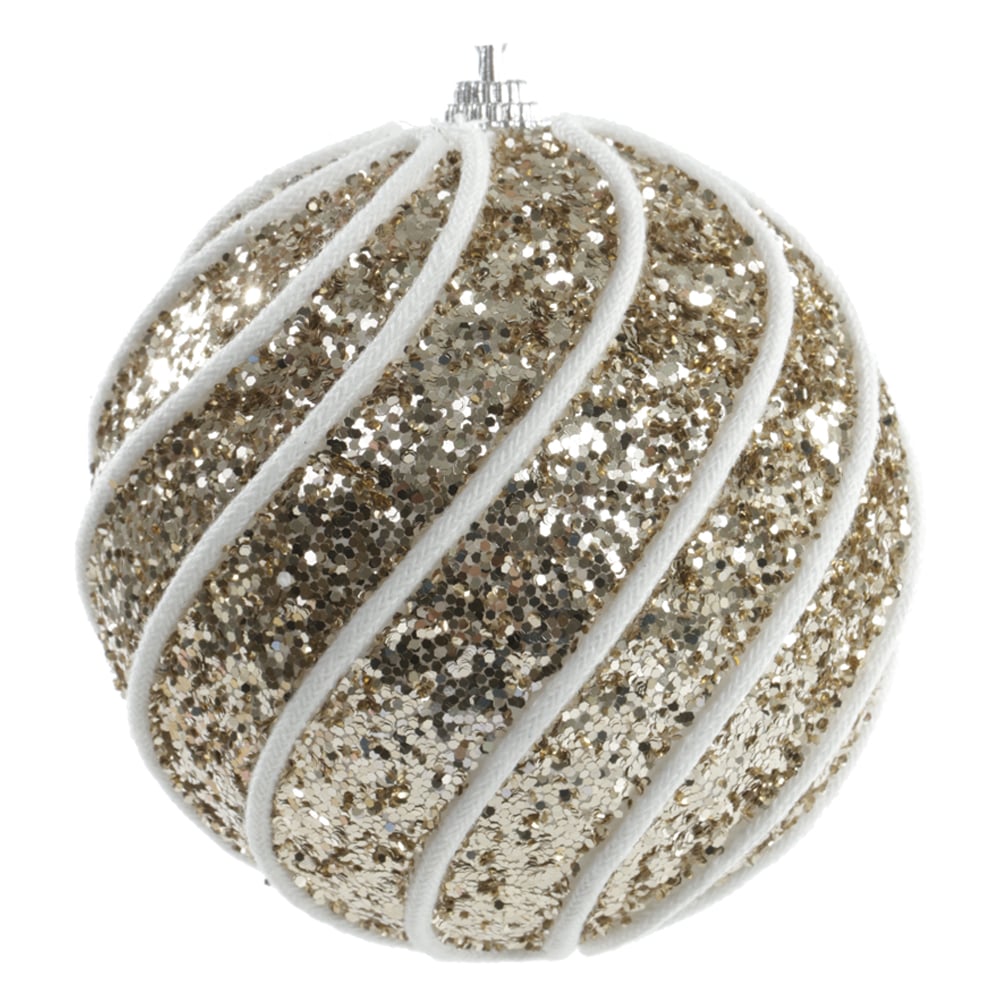 BOLA DECORADA NATAL C/2 UND PVC (DOURADO) 10cm