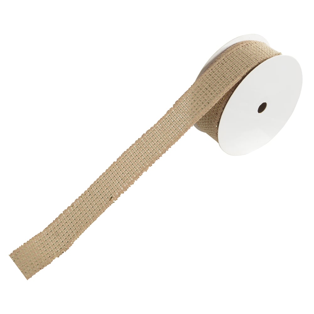 FITA ARAMADA JUTA C/FIO METALIZADO (BEGE DOURADO) 9,14mX3,8cm