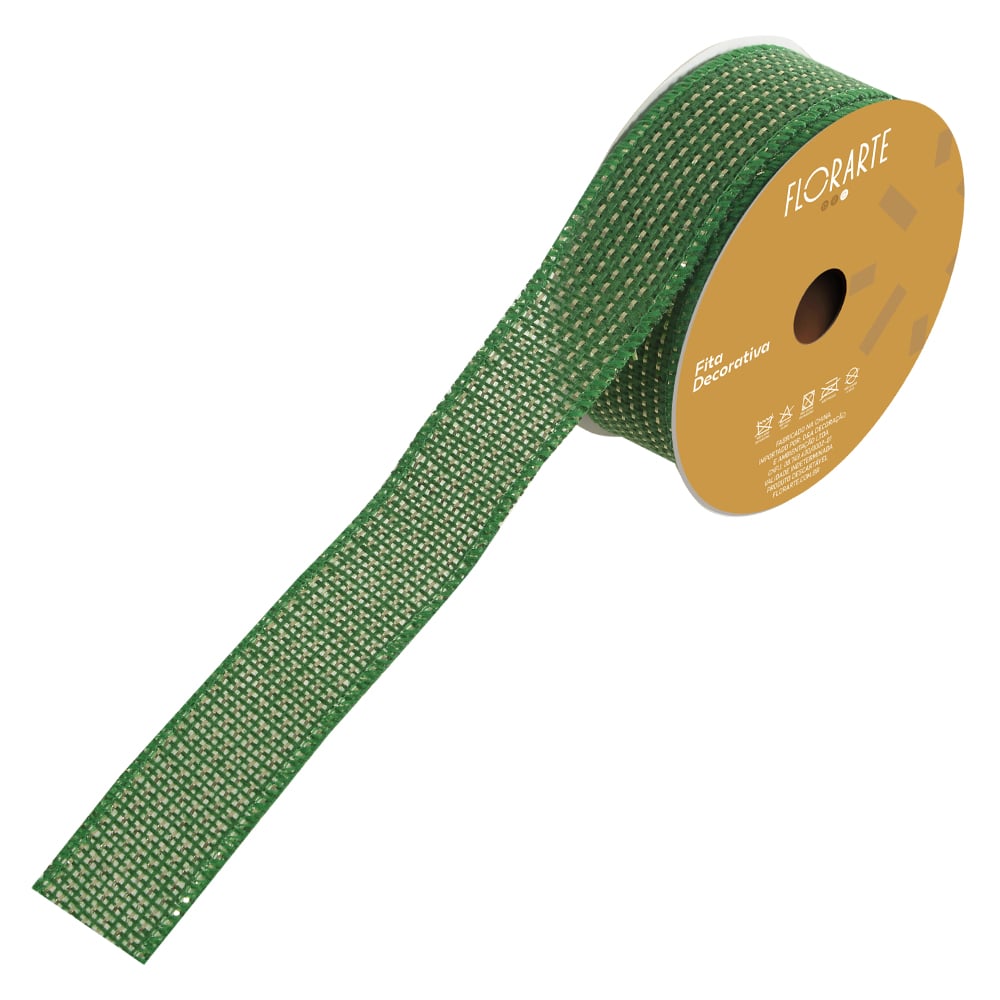 FITA ARAMADA JUTA C/FIO METALIZADO (VERDE) 9,14mX3,8cm